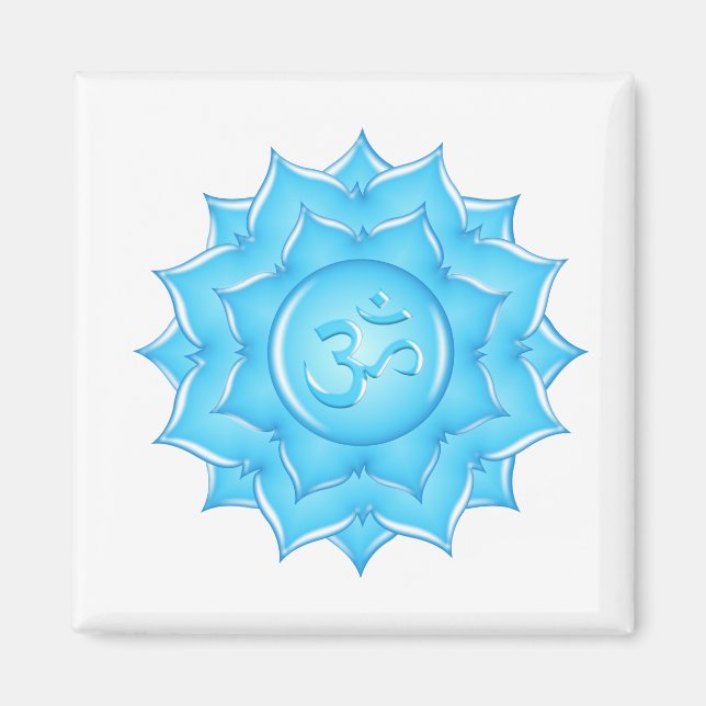 Aimant Dessin du symbole Om de lotus de verre bleu (Devant)