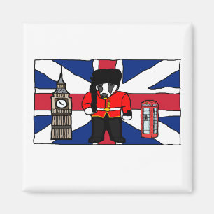 Aimant Dessin d'un Badger britannique avec Big Ben et dra