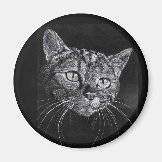Aimant Dessin face de chat (Devant)