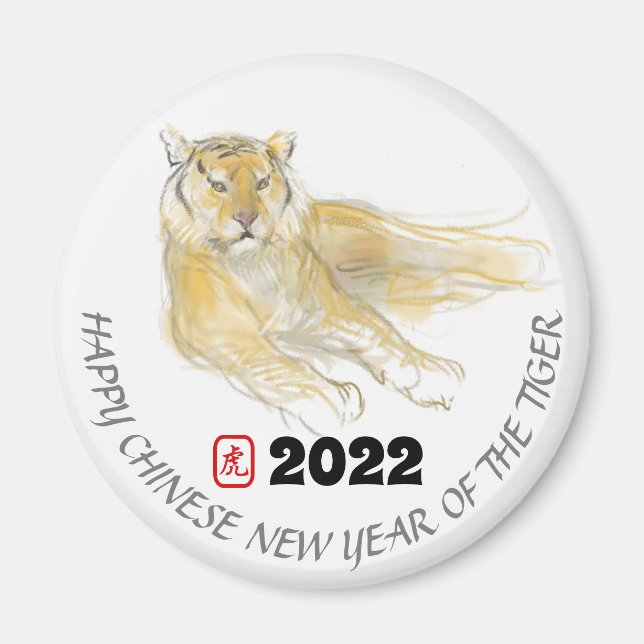 Aimant Dessin original 2 Tigre chinois Année Anniversaire (Devant)