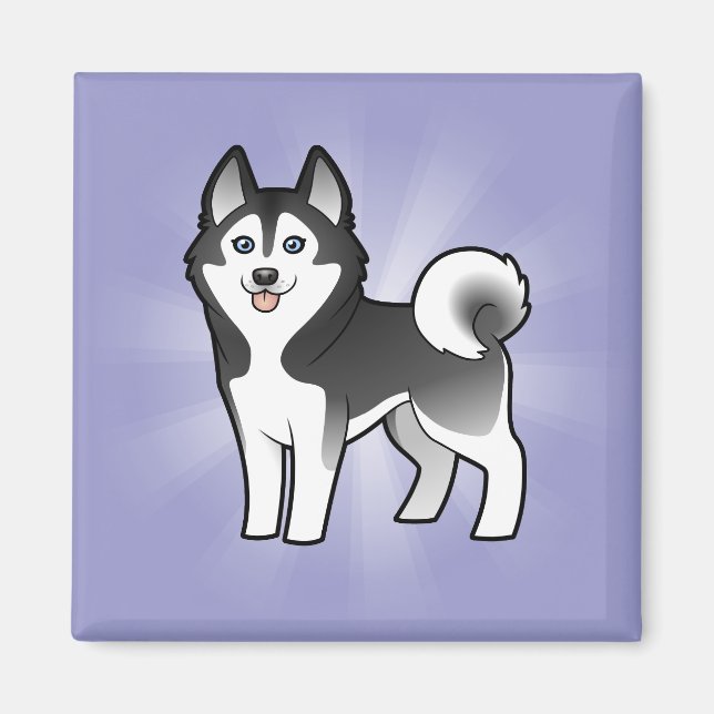 Aimant Dessin Sibérien Husky / Malamute d'Alaska (Devant)