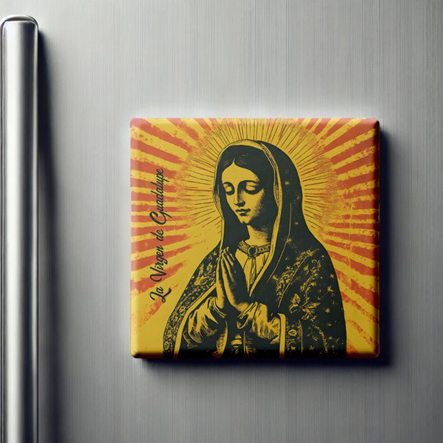 Aimant Dessin Virgen de Guadalupe (Perfect for those who love mixing tradition with bold, artistic vibes!)