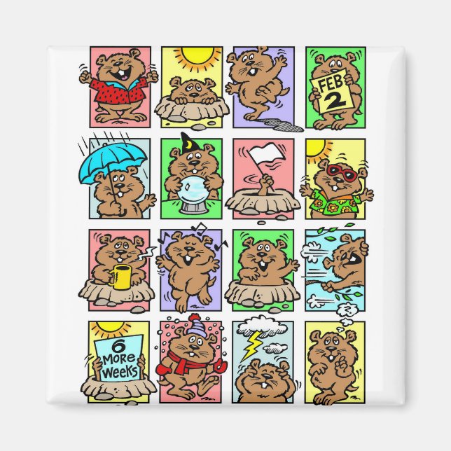 Aimant Dessins animés drôles de Groundhog Day (Devant)