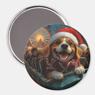 Aimant Dessous de verre à rouleaux de chien beagle Noël