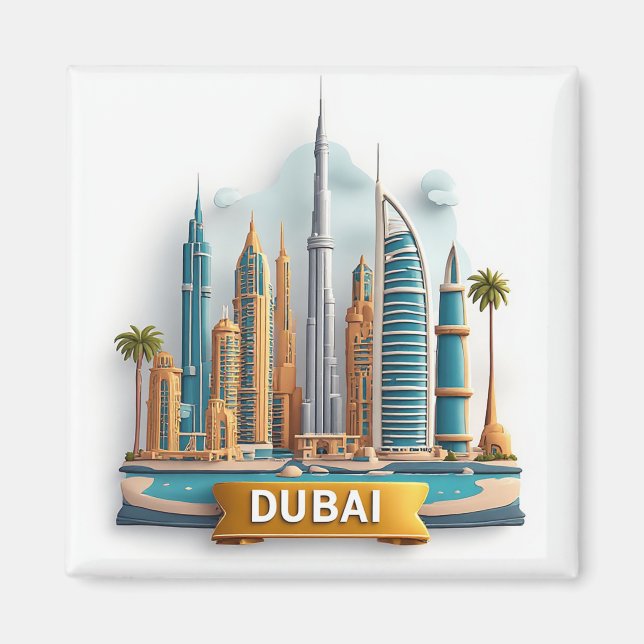 Aimant 🧲 Destination de vacances de luxe à Dubaï - Souve (Devant)