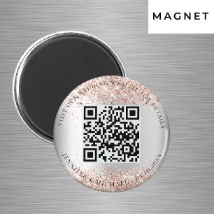 Aimant Détails du code QR du site web de mariage rose arg