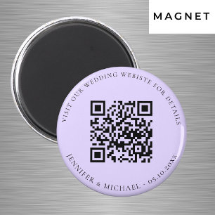 Aimant Détails du code QR du site web de mariage violet