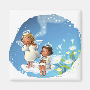Aimant Deux anges se reposant sur les nuages