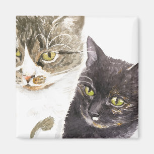Aimant Deux chats - tabby et tortie