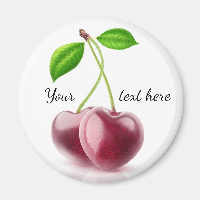 Aimant Deux coeurs de cerise (Devant)