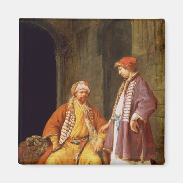 Aimant Deux commerçants en conversation (Devant)