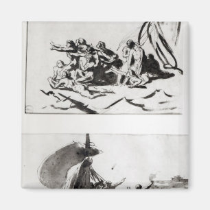 Aimant Deux croquis pour le radeau de la méduse, c.1819