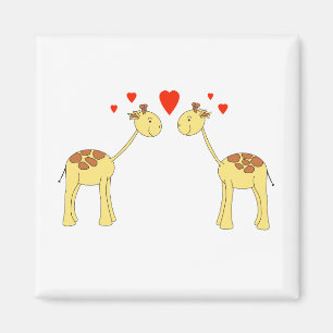 Aimant Deux girafes de parement avec des coeurs. Bande