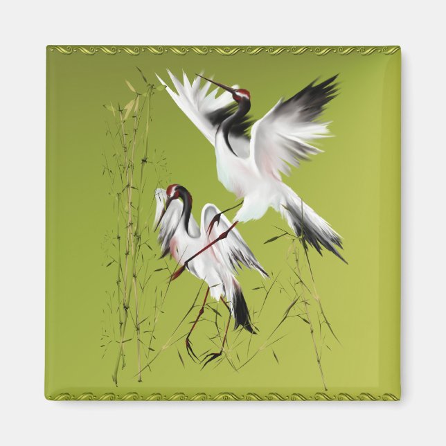 Aimant Deux Grues En Bambou_Magnet (Devant)