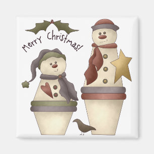 Aimant Deux mignons Snowmen :: Joyeux Noël Design