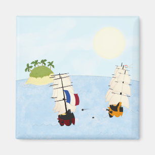 Aimant Deux navires en bataille près de Tropical Island