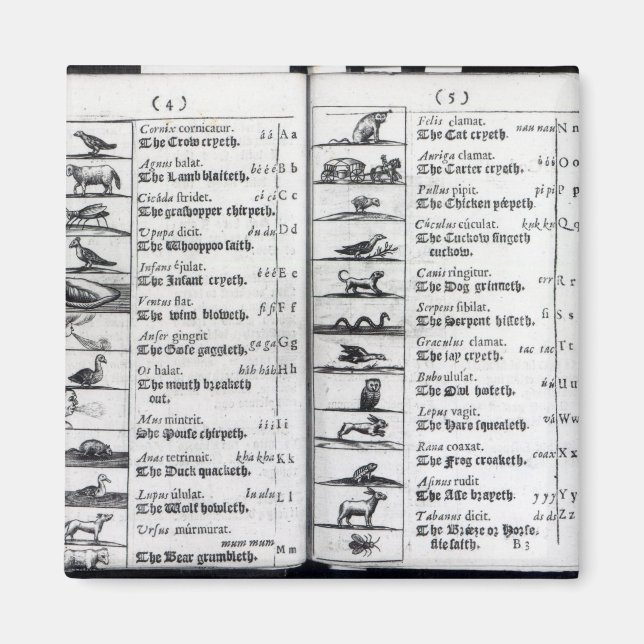 Aimant Deux pages de 'Orbis Sensualium Pictus' (Devant)