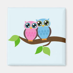 Aimant Deux Pink et Blue Owl