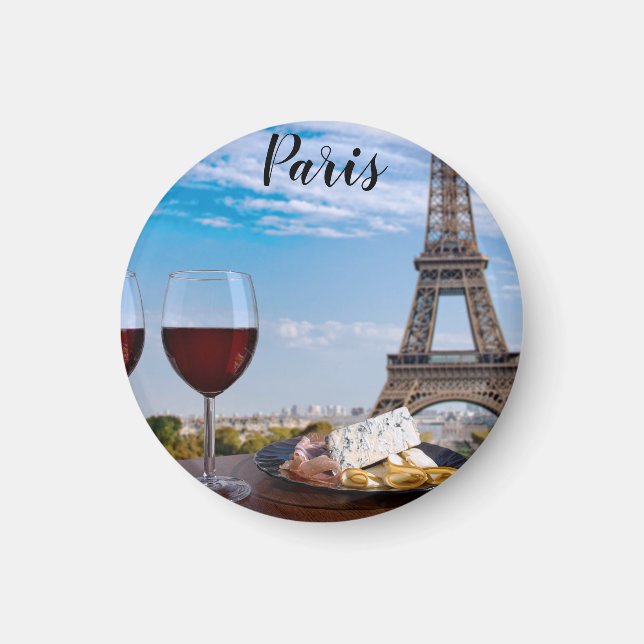 Aimant Deux verres de vin en café à Paris (Devant)