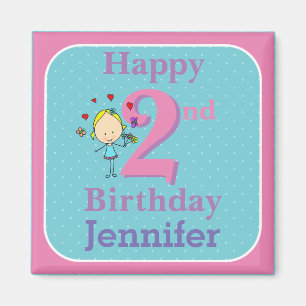 Aimant Deuxième Anniversaire, Deux Ans, Fille