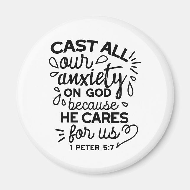 Aimant Déversez toute votre anxiété – 1 Pierre 5:7 Verset (Devant)