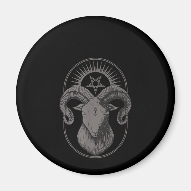 Aimant Devil Goat Pentagram Baphomet Satan Occult Satanic (Devant)