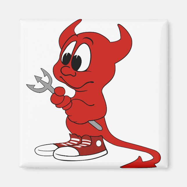 Aimant Devil Red Demon Cartoon Satan Evil Hell Heure (Devant)