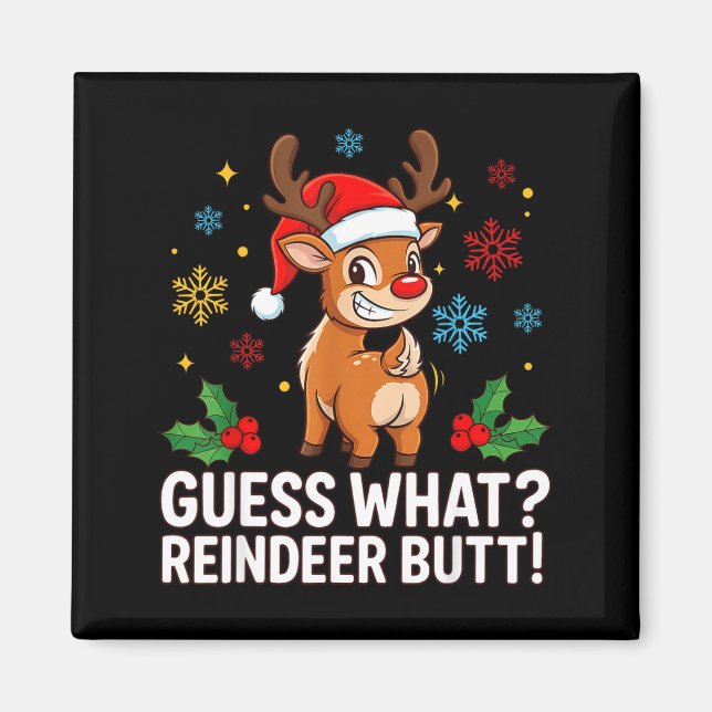 Aimant Devinez Quel Renne Fesses Drôle Noël Hommes Renne (Devant)