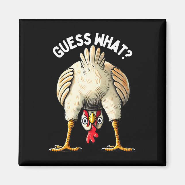 Aimant Devinez quoi Cul de poulet Drôle de Fermier de vol (Devant)