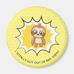 Aimant Devis drôle personnalisé Jaune Polka Dot Sloth