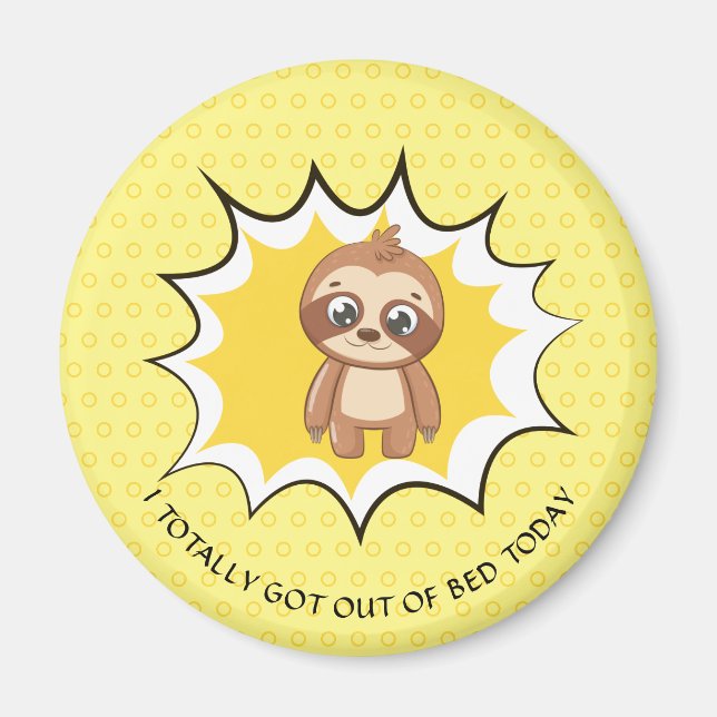 Aimant Devis drôle personnalisé | Jaune Polka Dot Sloth (Devant)