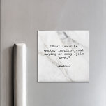Aimant Devis personnalisé Marbre blanc élégant<br><div class="desc">Créez votre propre aimant de devis personnalisé. Caractéristiques minimaliste typographie de machine à écrire et élégante image arrière - plan en marbre blanc.</div>