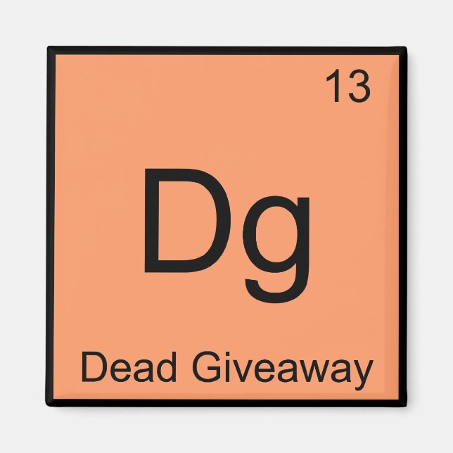 Aimant Dg - Symbole d'élément de chimie de cadeau mort Me (Devant)