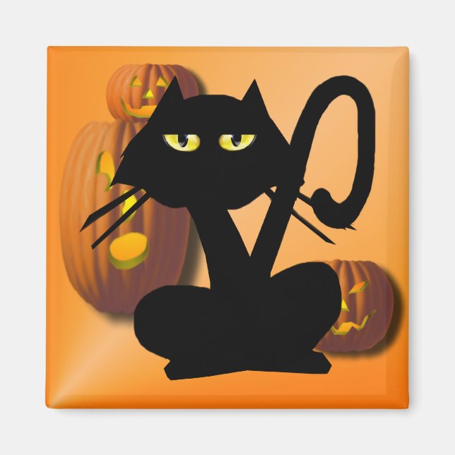 Aimant d'Halloween noir clair Kitty (Devant)