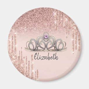 Aimant Diadème ombré gouttes de paillettes en or rose mod
