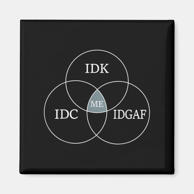 Aimant Diagramme de Venn Idgaf Mème Funny Science Scifi I (Devant)