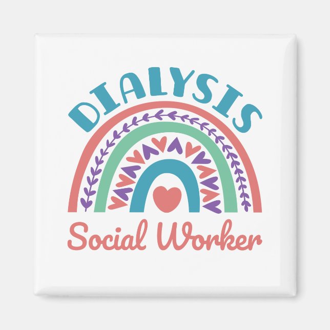 Aimant Dialyse Social Worker LCSW Renal Rainbow (Devant)