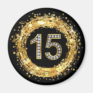 Aimant Diamant Numéro 15 Parties scintillant Bling Confet
