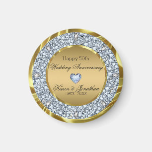 Aimant Diamants Et Or- Anniversaire