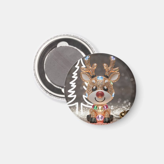 Aimant Diamond Dazzling Rudolf : Un joyau de Noël en 3D (Recto/Verso)
