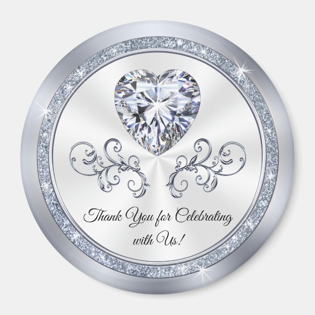 Aimant Diamond Heart, Cheap Bridal Shower Favors in BULK (Devant)
