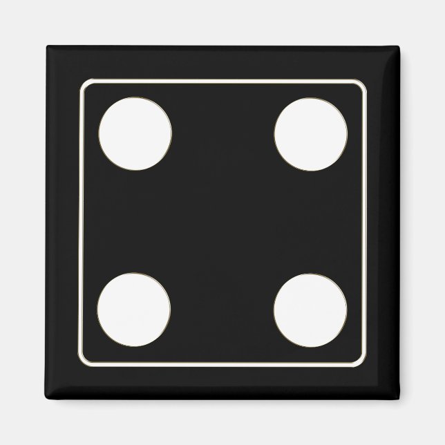 Aimant DICE numéros de pips blanc 4 + votre backgr. (Devant)