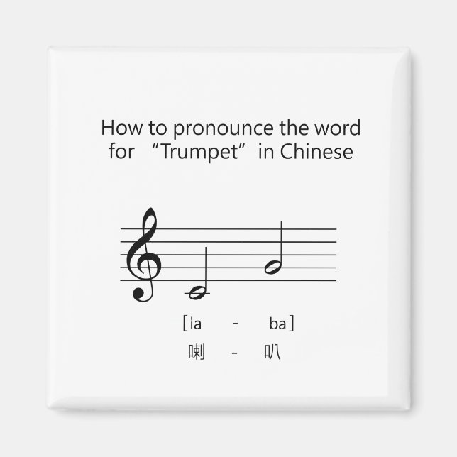 Aimant Dicton chinois "Trumpet" dans Notation musicale IP (Devant)