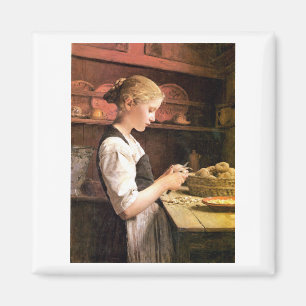 Aimant Die kleine Kartoffelschälerin Girl Peeling Potatos
