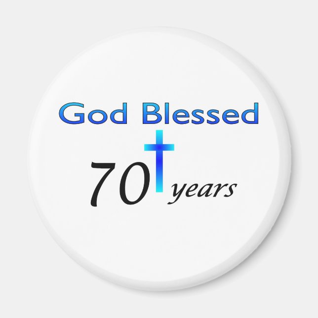 Aimant Dieu Béni 70 ans cadeau d'anniversaire (Devant)