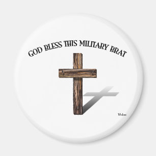 Aimant DIEU BÉNISSE CE GAMIN DE MILITAIRE avec une croix 