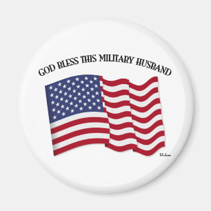 Aimant DIEU BÉNISSE CE MARI MILITAIRE avec le drapeau amé