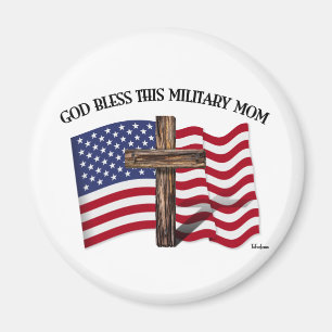 Aimant DIEU BÉNISSE CETTE MOM MILITAIRE croix robuste & d