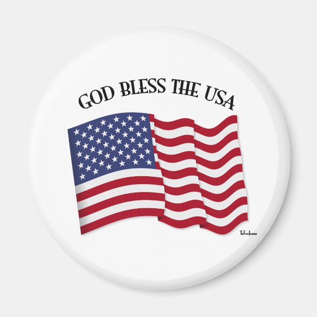 Aimant DIEU BÉNISSE LES ÉTATS-UNIS avec drapeau américain (Devant)