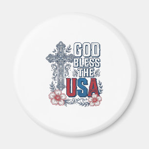 Aimant Dieu bénisse les États-Unis Vintage Cross Patrioti